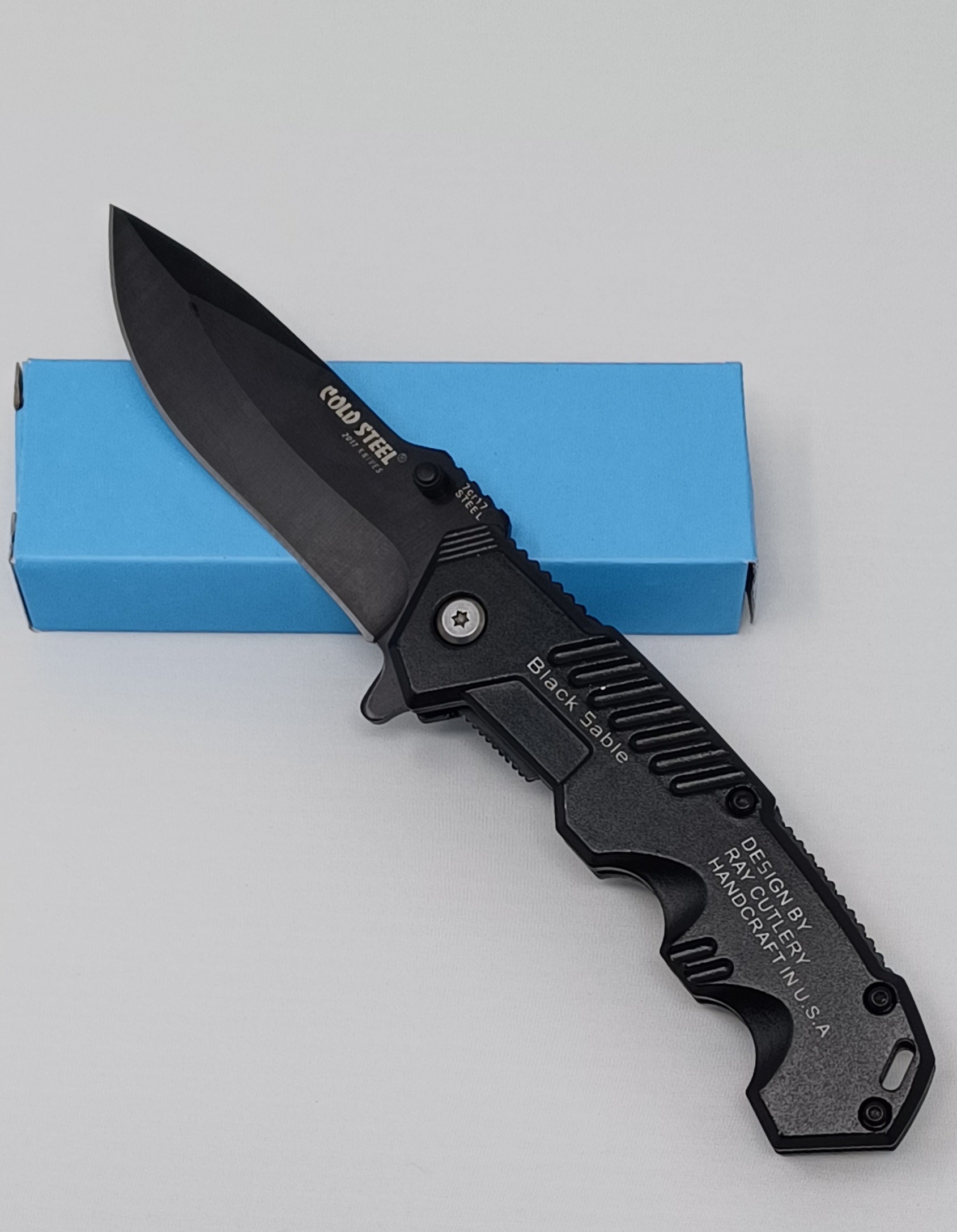Black Sable 8” Folding Knife Tactical Stainless Steel Pocket Knife Cold Steel - Badger Survival 