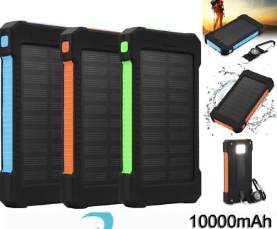 Solar Battery Charger Power Bank Waterproof 10000mAh Dual USB Portable External - Badger Survival Online