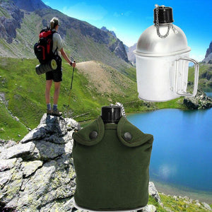 Water Canteen with Cup G.I. Army Green Nylon Container Aluminum - Badger Survival Online